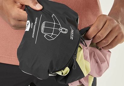 Packable-jacket-with-self-stowing-pocket-on-right-hand-side